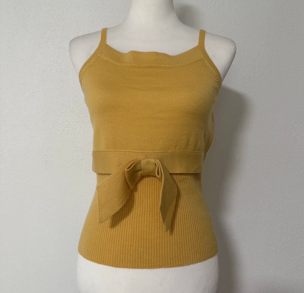 Marie Claire Paris Women's 100%Wool Knit Tie Waist Tank Top Size 36